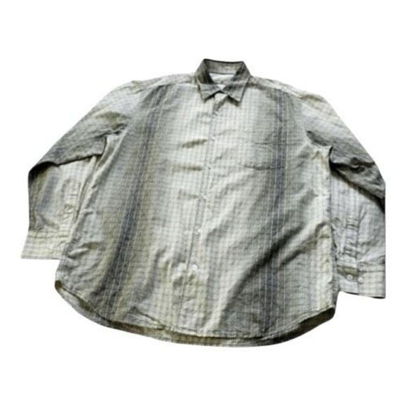 Tommy Bahama Men Green Ombre Geometric Silk Cotton Long Sleeve Button Shirt M - Picture 2 of 12